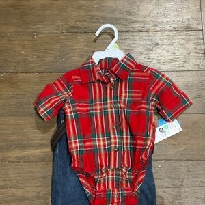 Cat & Jack Red and Green Plaid Button Down Shirt